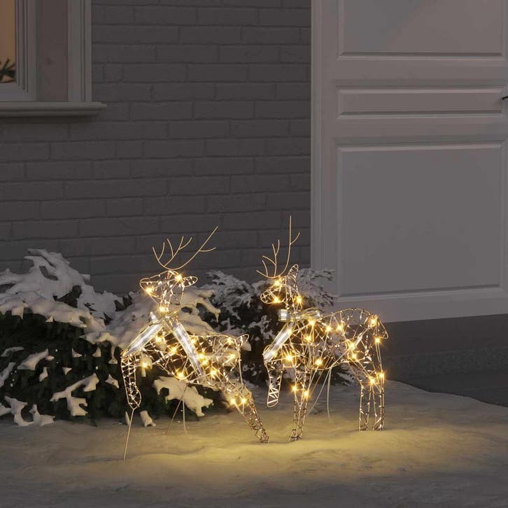 vidaXL LED Rendieren 2 st Warmwit 44 x 18 x 65,5 cm PET 40, Diversen, Kerst, Nieuw, Verzenden