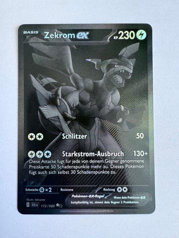 Pokémon - 1 Card - Zekrom 172/086 Secret rare, Foil - Black, Nieuw