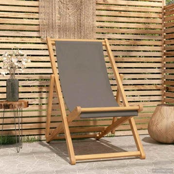 vidaXL Strandstoel Taupe Massief Teakhout, Tuin en Terras, Verzenden, Nieuw