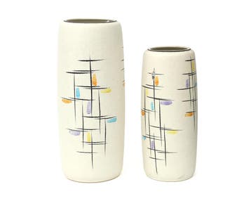 Twee keramiek vazen. Abstract decor. Jasba. Jaren 60, Antiek en Kunst