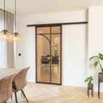 Stalen Schuifdeur koofsysteem Brons 5 Vlaks rond Brons rook, Nieuw, Metaal, 75 tot 150 cm, 150 tot 225 cm