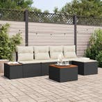 vidaXL Tuinbankenset met kussen 6 pcs Zwart Poly riet, Verzenden, Nieuw, Rotan
