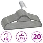 vidaXL 20-delige Kledinghangerset anti-slip fluweel grijs, Kleding | Dames, Verzenden, Nieuw