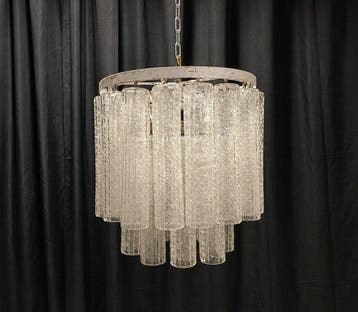 Kroonluchter - tubulair - Muranoglas - Venini-stijl