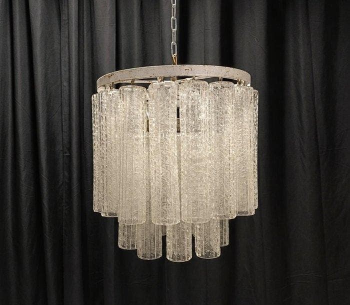 Kroonluchter - tubulair - Muranoglas - Venini-stijl, Antiek en Kunst, Antiek | Lampen