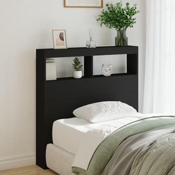 vidaXL Hoofdbordkast met LED-verlichting 100x17x102 cm zwart, Verzenden, Nieuw, Zwart, Hout