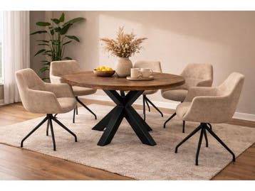 Veiling - Eettafel Meta Rond - Diameter 150 - Hout - Matrixp, Nieuw
