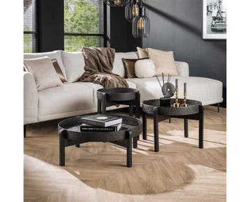 Salontafel Vancouver set van 3 metallic  - Grijs |, Huis en Inrichting, Tafels | Salontafels, Ophalen of Verzenden, Nieuw