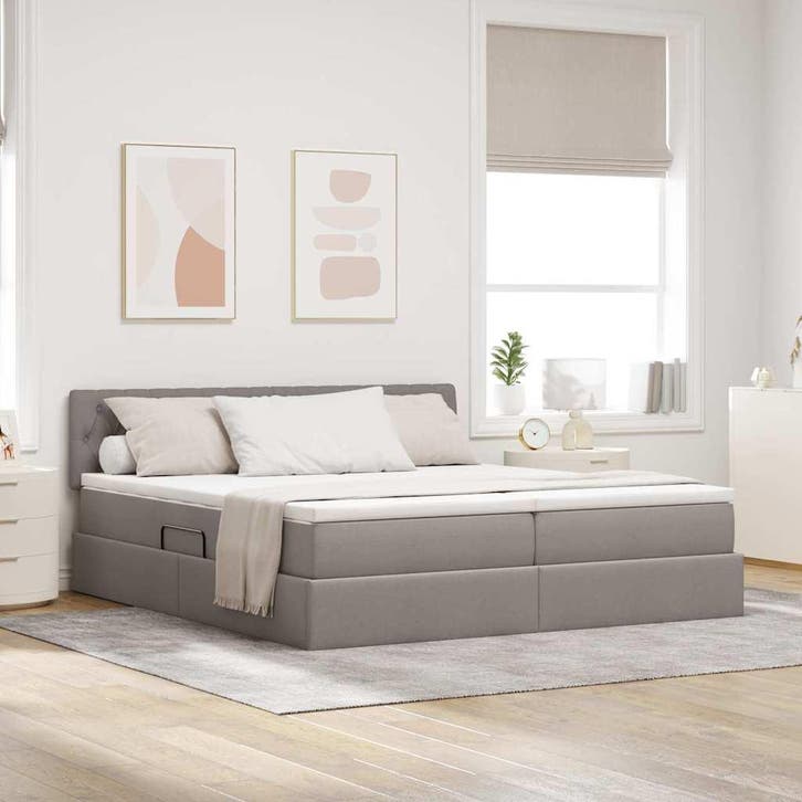 vidaXL Opslag bed met matras met opslag Taupe 180 x 200 cm, Huis en Inrichting, Slaapkamer | Bedden, Nieuw, Verzenden