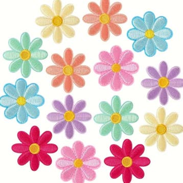 Embleem - 7 stuks - bloemen - mix - pastel - 4 x 4 cm - a..., Ophalen of Verzenden, Nieuw, Overige typen