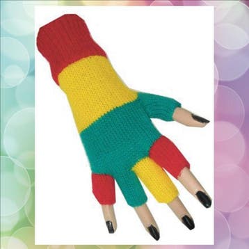 Handschoenen zonder vingers Carnaval Rood Groen Geel, Verzenden, Nieuw