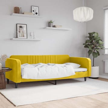 vidaXL Slaapbank 100x200 cm fluweel geel, 100 cm, Eenpersoons, Verzenden, Nieuw