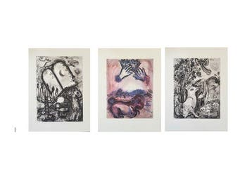Marc Chagall (1887-1985) - 3 Estampes pour Vitraux pour