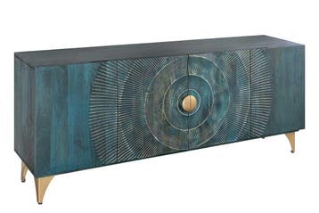 Handgemaakt dressoir GOLDEN SUNSET 180cm turquoise goud, Huis en Inrichting, Kasten | Dressoirs, Ophalen of Verzenden, Nieuw