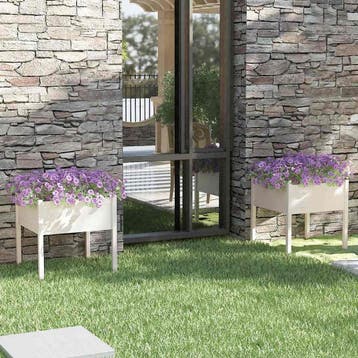 vidaXL Plantenbakken 2 st 70x70x70 cm massief grenenhout wit, Verzenden, Nieuw, 60 tot 100 cm, 60 cm of meer