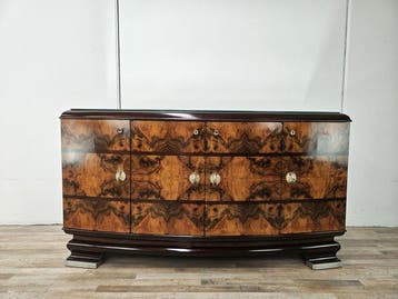 Credenza - Milanees Art Déco dressoir in walnotenburl met