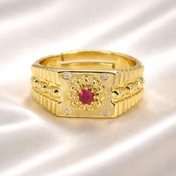 Zonder minimumprijs - Ring Verguld Robijn - Diamant - 18k, Nieuw