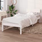 vidaXL Bedframe massief hout wit 75x190 cm, Eenpersoons, Verzenden, Wit, Nieuw