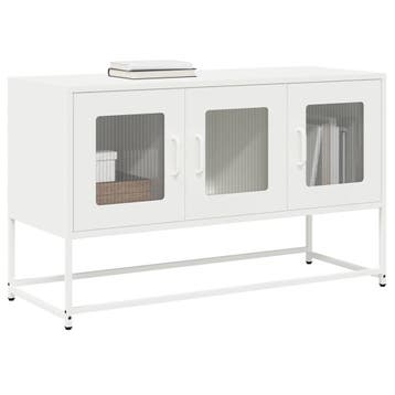 vidaXL Tv-meubel 100,5x39x60,5 cm koudgewalst staal wit, Verzenden, Nieuw, Metaal
