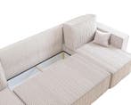 U-bank Ribstof Karlo Creme | Universeel | €649,-, Huis en Inrichting, Hout, Hoekbank, Vierpersoons of meer, 100 tot 125 cm