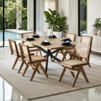 Houten stoel Lizzy met Weens vlechtwerk in boho-stijl - lich, Verzenden, Nieuw