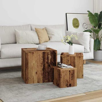 vidaXL Bijzettafels 3 st bewerkt hout oud houtkleurig, Verzenden, Nieuw