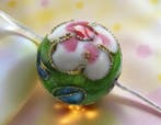 1 x Handgemaakte ronde cloisonné kraal ca. 8 mm – lichtgr, Ophalen of Verzenden, Nieuw, Kraal