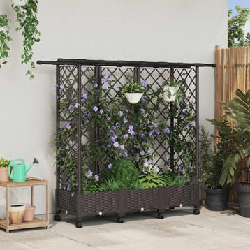 vidaXL Verhoogd Bed met Trellis en Dak Bruin 164 x 40 x 127, Verzenden, Nieuw, Minder dan 60 cm, 60 cm of meer