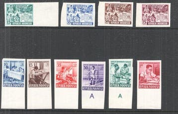Nederlands-Indië 1955/1957 - 2 Series ongetande proeven met, Gestempeld