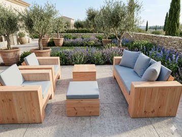 Douglashout Loungeset set Lounge MAATWERK, Nieuw, Hout, Stoel, Loungeset
