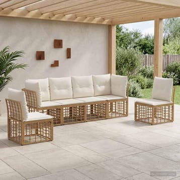 vidaXL Buiten bankenset Naturel Polyester, Verzenden, Nieuw