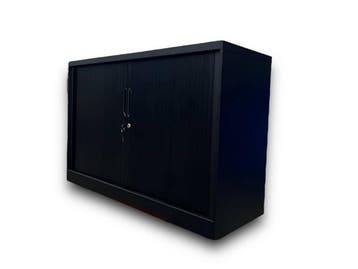 Roldeurkast (staal) mat zwart inclusief slot (80x120x45), Huis en Inrichting, Kasten | Roldeurkasten en Archiefkasten, 100 tot 150 cm