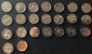 Frankrijk, Estland. 2 Euro Various Years (23 coins) (Zonder