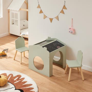 Kindertafelset Romso zitgroep met 2 stoelen mintgroen zwart, Verzenden, Nieuw