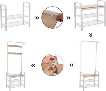 Kapstok, kapstokmeubel met schoenenbank - 9 haken - hoogte, Huis en Inrichting, Woonaccessoires | Kapstokken, Verzenden, Nieuw