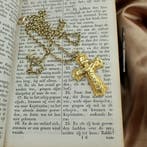 Antiek gouden hanger van een kruis (Hanger of bedel), Ophalen of Verzenden, Gebruikt, Goud, Overige merken