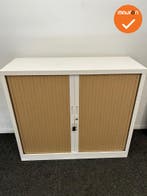 Robberechtse roldeurkast - 105x120x45cm - Wit met beuken deu, Werkplek, Ophalen of Verzenden, Gebruikt, Kast