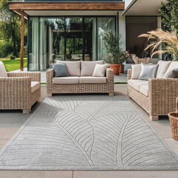 Buitenkleed | Nova | Palmbladeren | Zilver | 240x340 cm, Verzenden, Nieuw