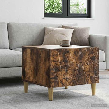 vidaXL Salontafel Gerookt eiken 50 x 49 x 40 cm Bewerkt hout, Huis en Inrichting, Tafels | Salontafels, Verzenden, Nieuw, Overige houtsoorten