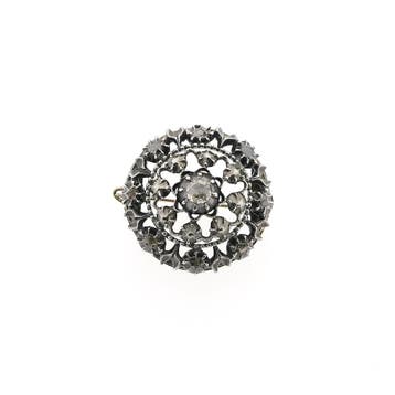 Antiek gouden broche met diamanten ca. 0,27 ct., Gebruikt, Ophalen of Verzenden, Met edelsteen, Zilver