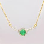 Halsketting - 18 karaat Geel goud - 0.61ct. tw. Smaragd -, Nieuw