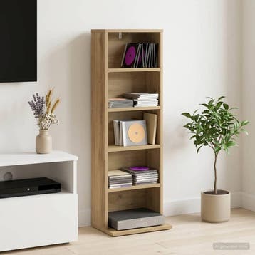 vidaXL CD Kast Artisanaal eiken 33 x 23,5 x 97,5 cm Bewerkt, Verzenden, Nieuw