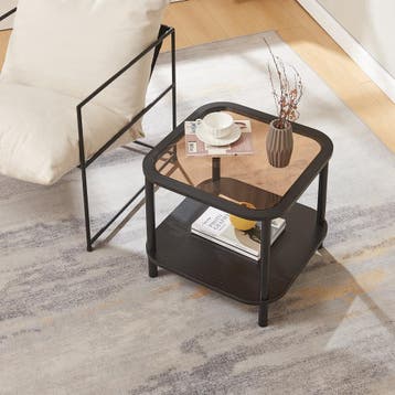 Salontafel Latama 51x51x45 cm zwart en brons [en.casa], Verzenden, Nieuw