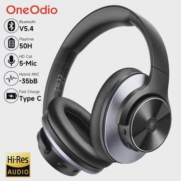 Oneodio A10 Draadloze Over-Ear Koptelefoon met Hybride ANC,, Verzenden, Nieuw