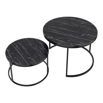 [en.casa] Salontafel Skagen set van 2 rond marmer zwart en z, Verzenden, Nieuw