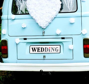 Auto decoratie sticker Just Married wit, Hobby en Vrije tijd, Feestartikelen, Ophalen of Verzenden, Nieuw, Versiering, Geboorte of Huwelijk