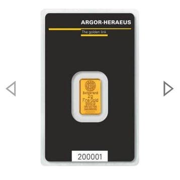 2 gram - Goud .999 - Argor-Heraeus, Switzerland