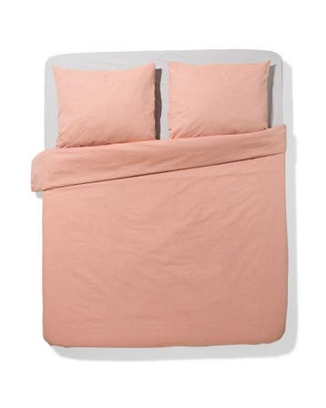 HEMA Dekbedovertrek 200x200/220cm chambray oranjerood, Verzenden, Nieuw