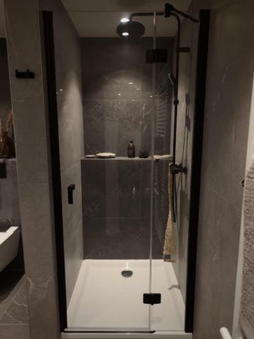 Douchedeur nis 90cm mat zwart incl. gratis douchebak - 0005, Ophalen, Nieuw, Glas, Douche