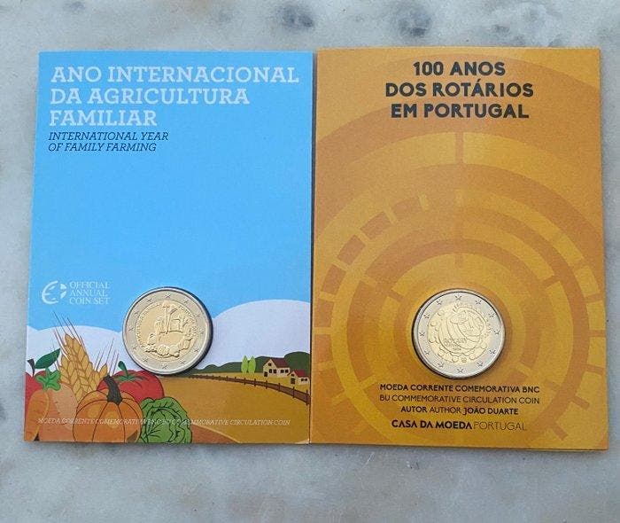 Portugal. 2 Euro 2014/2026 Agricultura Familiar + Rotary, Postzegels en Munten, Munten | Europa | Niet-Euromunten
